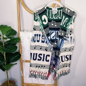 Vintage Sugar Street Weavers Music Tapestry Blanket Vest sz OS